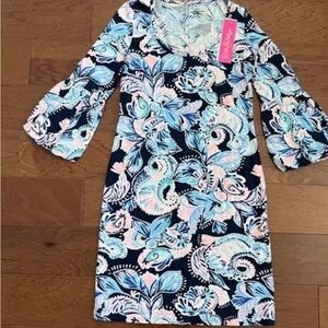 NWT Lilly Pulitzer Carlile Dress Bell Sleeves. Holy Glocksmoli. Size XXS